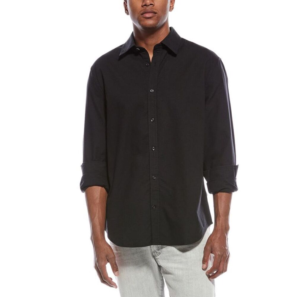 7 For All Mankind Mens  Clean Front Shirt, Black